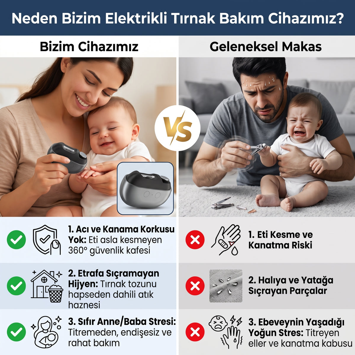 Bebekten Yetişkine Her Evde ve Her Çantada Bulunması Gereken 3’ü 1 Arada Tırnak Kesme ve Parlatma Cihazı