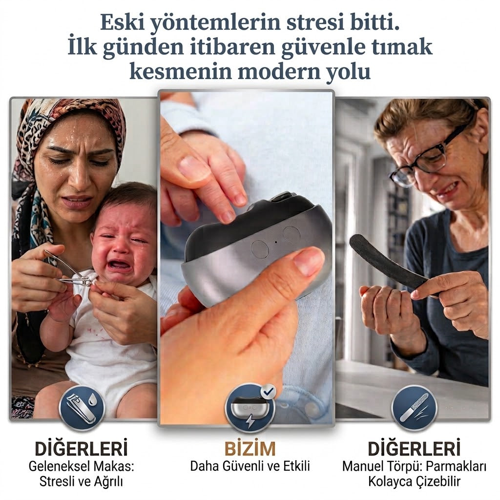 Bebekten Yetişkine Her Evde ve Her Çantada Bulunması Gereken 3’ü 1 Arada Tırnak Kesme ve Parlatma Cihazı